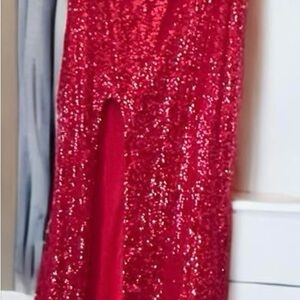 Red dress! Super sexy long slit on the side! Never been worn!